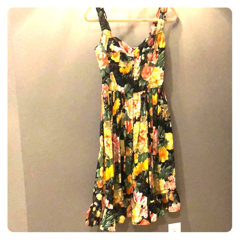 Dolce and Gabbana Poplin Bustier Ruffle Hem Dress